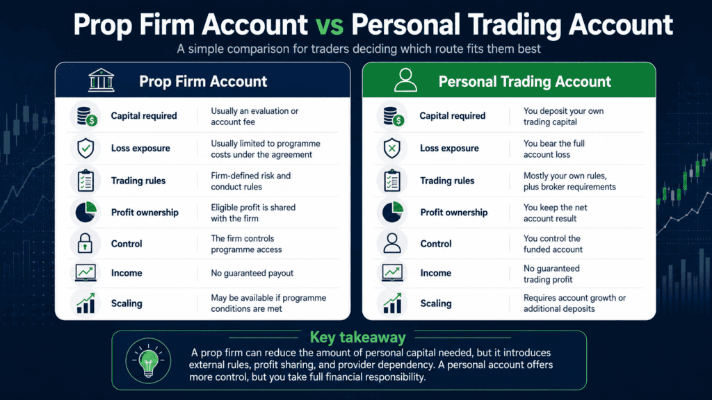 prop firm account vs personal trading account